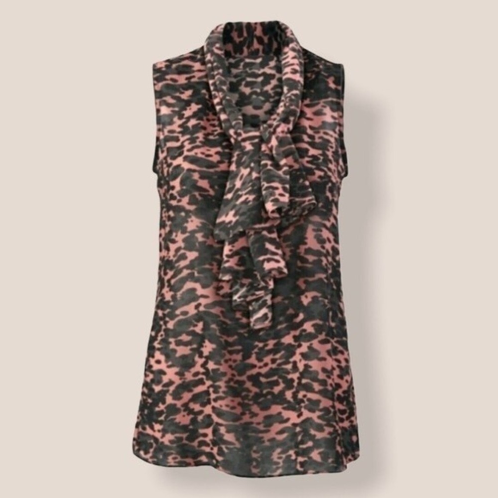 CAbi Sheer Camo Print 9 to 5‎ Sleeveless Blouse Multi-Colored Size XS